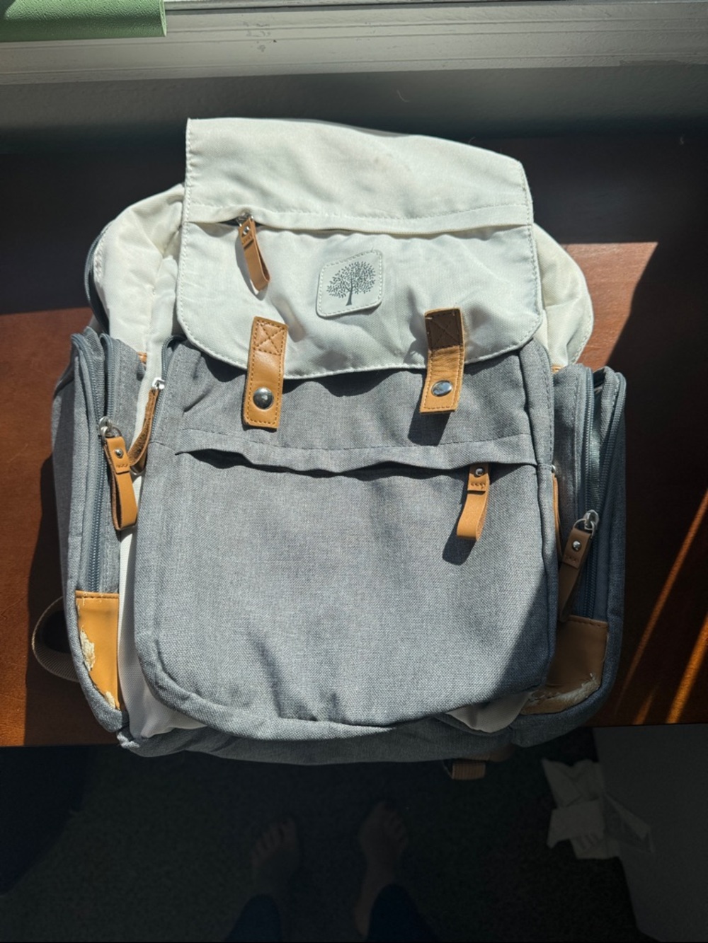 Parker Baby diaper backpack with insulated pockets and stroller straps birch bag